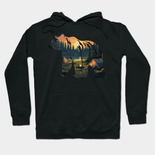 Bear Silhouette Forest Landscape - For Bear Lovers Hoodie